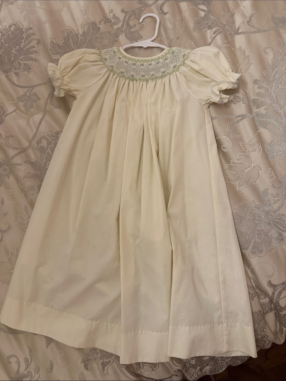 Lulu's Cream Smocked Puff-Sleeve Dress for Girls